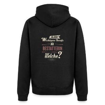 Wichtigere Berufe als - Bestatterin - rot retro - - Unisex Premium Organic Zip Hoodie - black - Back - Nico (187cm)