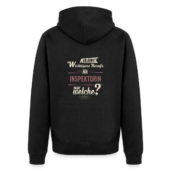 Wichtigere Berufe als - Inspektorin - rot retro - - Unisex Premium Organic Zip Hoodie - black - Back - Nico (187cm)