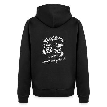 Wenn die Berge rufen... - Bergsteiger T-shirt V1 - Unisex Premium Bio Zip Hoodie - Schwarz - Hinten - Nico (187cm)