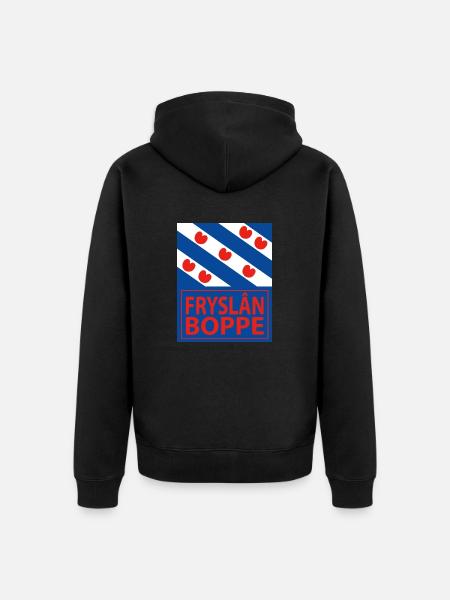 Leuk t-shirt met Friese vlag - Uniseks Premium bio ziphoodie - zwart