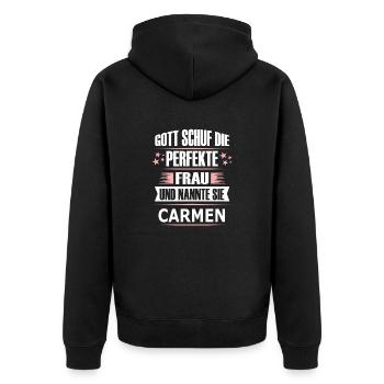 CARMEN - Unisex Premium Bio Zip Hoodie - Schwarz - Hinten - Nico (187cm)