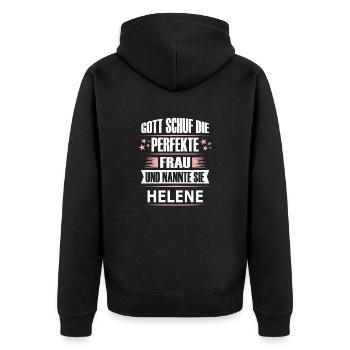 HELENE - Unisex Premium Bio Zip Hoodie - Schwarz - Hinten - Nico (187cm)