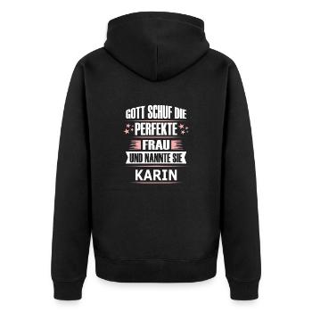 KARIN - Unisex Premium Bio Zip Hoodie - Schwarz - Hinten - Nico (187cm)