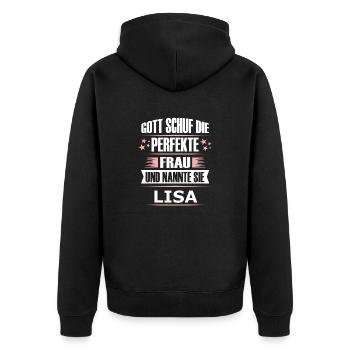 LISA - Unisex Premium Bio Zip Hoodie - Schwarz - Hinten - Nico (187cm)