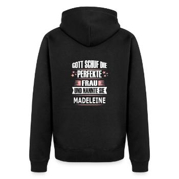 MADELEINE - Unisex Premium Bio Zip Hoodie - Schwarz - Hinten - Nico (187cm)