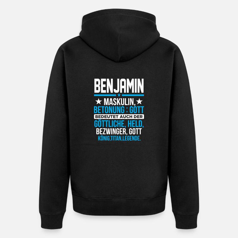 BENJAMIN - Titan - Unisex Premium Bio Zip Hoodie - Schwarz