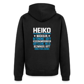 HEIKO - Titan - Unisex Premium Bio Zip Hoodie - Schwarz - Hinten - Nico (187cm)