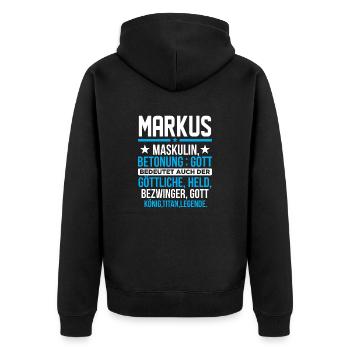 MARKUS - Titan - Unisex Premium Bio Zip Hoodie - Schwarz - Hinten - Nico (187cm)