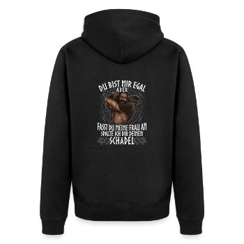 Wikinger - Schädel - Unisex Premium Bio Zip Hoodie - Schwarz - Hinten - Nico (187cm)