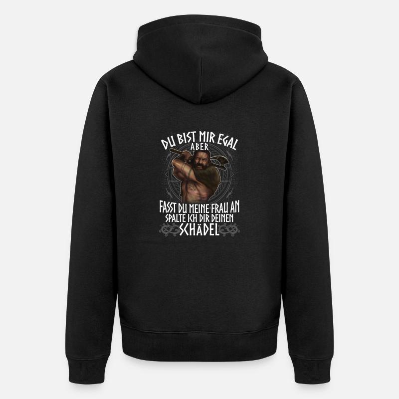 Wikinger - Schädel - Unisex Premium Bio Zip Hoodie - Schwarz