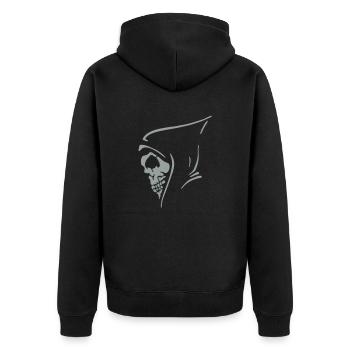 death, skull, pirat - Unisex Premium Bio Zip Hoodie - Schwarz - Hinten - Nico (187cm)