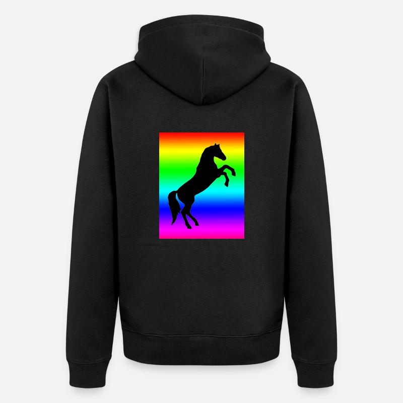 Cheval arc-en-ciel - Veste à capuche bio Premium Unisexe - noir