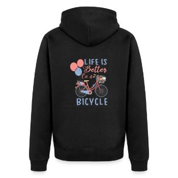 LIFE IS BETTER ON A BICYCLE - Unisex Premium Organic Zip Hoodie - black - Back - Nico (187cm)