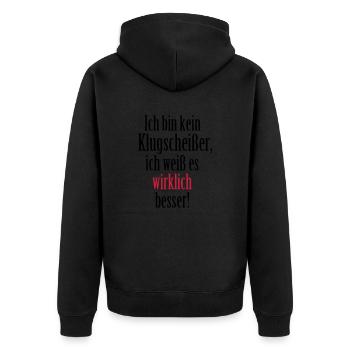 Klugscheißer - Unisex Premium Bio Zip Hoodie - Schwarz - Hinten - Nico (187cm)