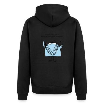 Professor Shadoko und dem Motto - Unisex Premium Bio Zip Hoodie - Schwarz - Hinten - Nico (187cm)