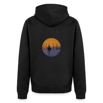 Bateau à voile dans la brume du coucher du soleil - Veste à capuche bio Premium Unisexe - noir - Dos - Nico (187cm)