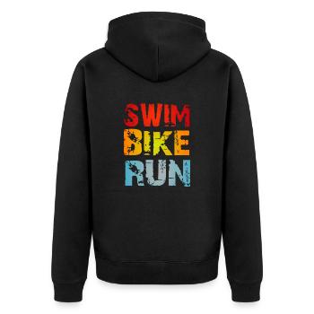 Triathlon - Unisex Premium Organic Zip Hoodie - black - Back - Nico (187cm)