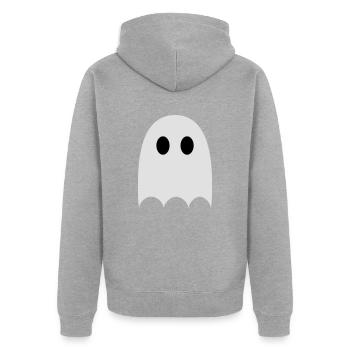 Gespenst - Unisex Premium Bio Zip Hoodie - Grau meliert - Hinten - Nico (187cm)