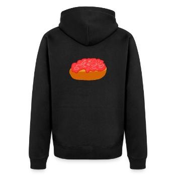 Mettbrötchen mit Zwiebeln - Unisex Premium Bio Zip Hoodie - Schwarz - Hinten - Nico (187cm)