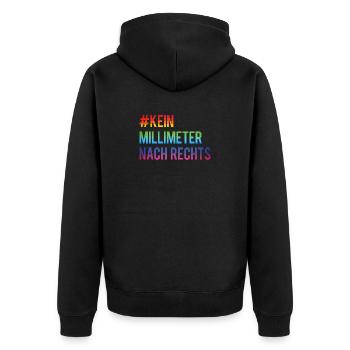 Kein Millimeter Nach Rechts Anti Rassismus - Unisex Premium Bio Zip Hoodie - Schwarz - Hinten - Nico (187cm)