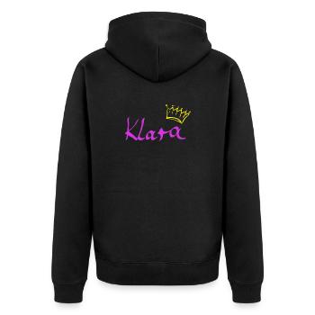 Klara mit Krone als Geschenkidee - Unisex Premium Bio Zip Hoodie - Schwarz - Hinten - Nico (187cm)