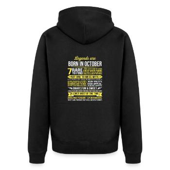 Legends Are Born In October - Unisex Premium Organic Zip Hoodie - black - Back - Nico (187cm)
