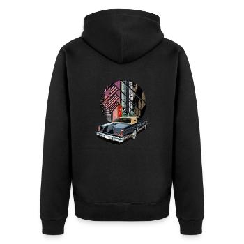 Amérique - Veste à capuche bio Premium Unisexe - noir - Dos - Nico (187cm)