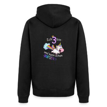 3. Geburtstag Einhorn pupsen Regenbogen - Unisex Premium Bio Zip Hoodie - Schwarz - Hinten - Nico (187cm)