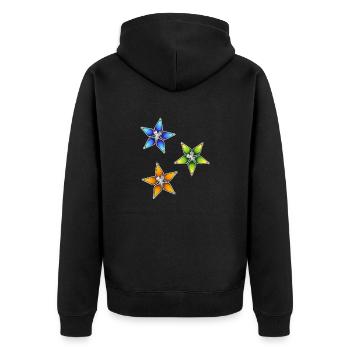 Wayfinder–Trio - Unisex Premium Bio Zip Hoodie - Schwarz - Hinten - Nico (187cm)