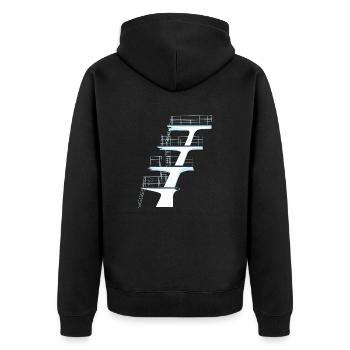 diving tower outdoor pool - Unisex Premium Organic Zip Hoodie - black - Back - Nico (187cm)