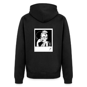 Erinnerungen - Unisex Premium Bio Zip Hoodie - Schwarz - Hinten - Nico (187cm)