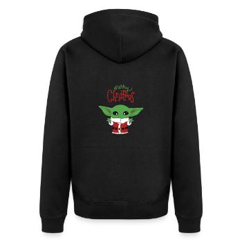 Süßer Christmas Jona - Unisex Premium Bio Zip Hoodie - Schwarz - Hinten - Nico (187cm)