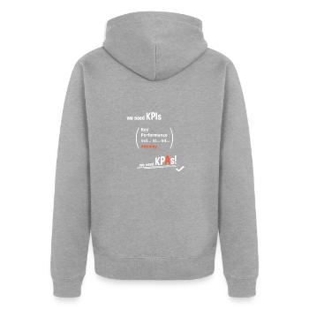 Lustiges KPI | Marketing T-Shirt Design - Unisex Premium Bio Zip Hoodie - Grau meliert - Hinten - Nico (187cm)