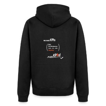 Funny KPI | Marketing t-shirt design - Unisex Premium Organic Zip Hoodie - black - Back - Nico (187cm)