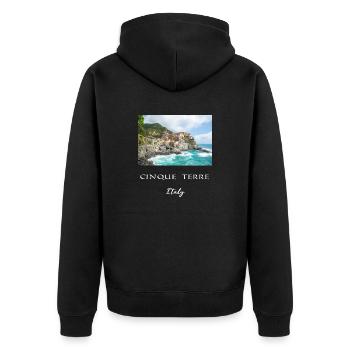 CT 1 exp weiß - Unisex Premium Bio Zip Hoodie - Schwarz - Hinten - Nico (187cm)