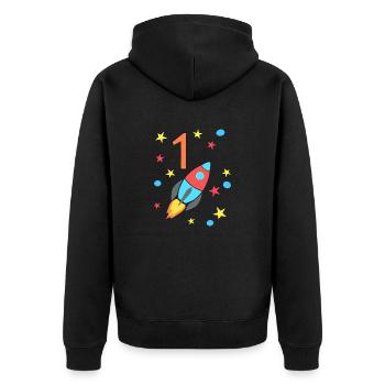 Birthday Rocket 1 - Unisex Premium Organic Zip Hoodie - black - Back - Nico (187cm)