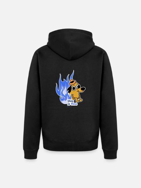 This is fine - Unisex Premium Bio Zip Hoodie - Schwarz