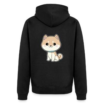 Shiba Inu - Unisex Premium Bio Zip Hoodie - Schwarz - Hinten - Nico (187cm)