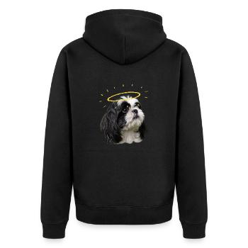 heiliges shih tzu - Unisex Premium Bio Zip Hoodie - Schwarz - Hinten - Nico (187cm)