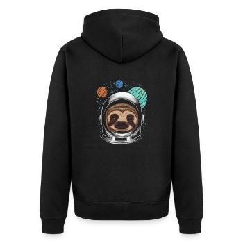 Astro Faultier - Unisex Premium Bio Zip Hoodie - Schwarz - Hinten - Nico (187cm)