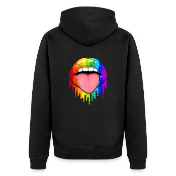 LGBT Bouche avec langue arc-en-ciel LGBTQ Gay Pride - Veste à capuche bio Premium Unisexe - noir - Dos - Nico (187cm)
