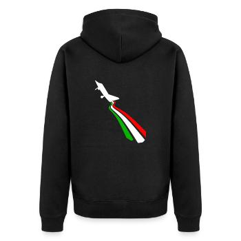 Flagge Italiens - Unisex Premium Bio Zip Hoodie - Schwarz - Hinten - Nico (187cm)