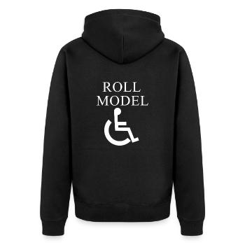 modèle de rouleau - Veste à capuche bio Premium Unisexe - noir - Dos - Nico (187cm)