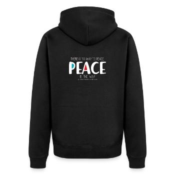 Peace 2 (dunkel) - Unisex Premium Bio Zip Hoodie - Schwarz - Hinten - Nico (187cm)