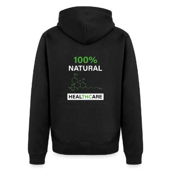 THC Formel - Unisex Premium Bio Zip Hoodie - Schwarz - Hinten - Nico (187cm)