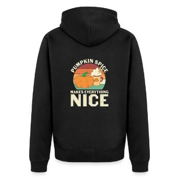 Pumpkin Spice Makes Everything Nice - Unisex Premium Organic Zip Hoodie - black - Back - Nico (187cm)