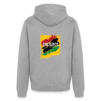 JUNETEENTH - FREEDOM DAY - Unisex Premium Organic Zip Hoodie - heather grey - Back - Nico (187cm)