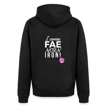 Nordirland - Unisex Premium Bio Zip Hoodie - Schwarz - Hinten - Nico (187cm)