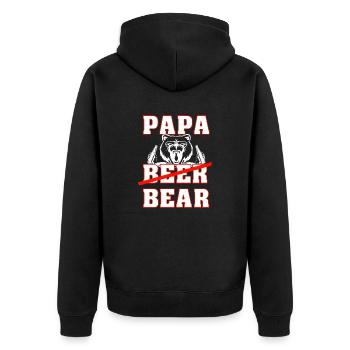 PAPA BEER BEAR - Unisex Premium Bio Zip Hoodie - Schwarz - Hinten - Nico (187cm)