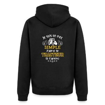 je suis un mec simple j'aime le tracteur l'apéro - Veste à capuche bio Premium Unisexe - noir - Dos - Nico (187cm)